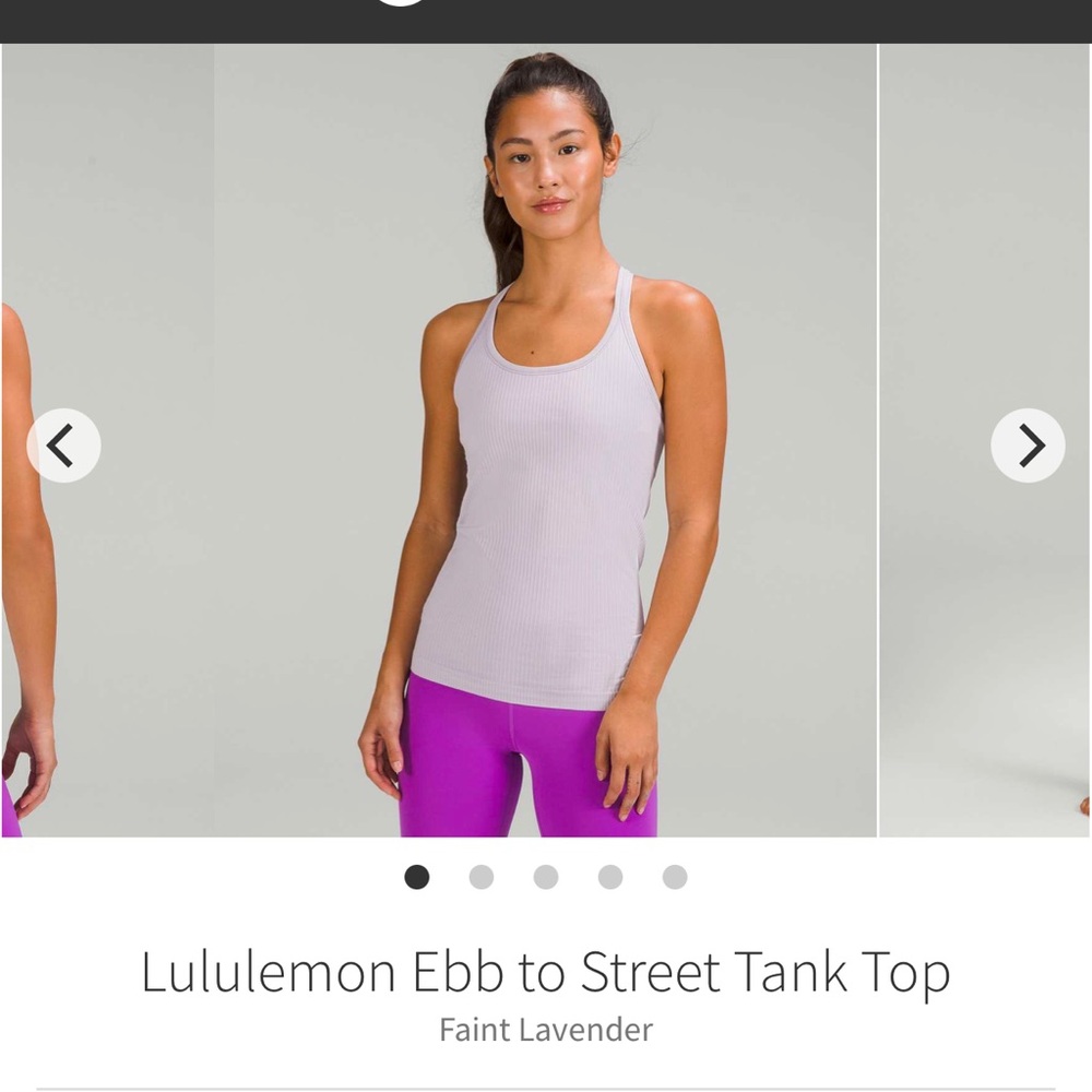 EUC lululemon athletica Women's Faint Lavender Ebb to Street Tank Top